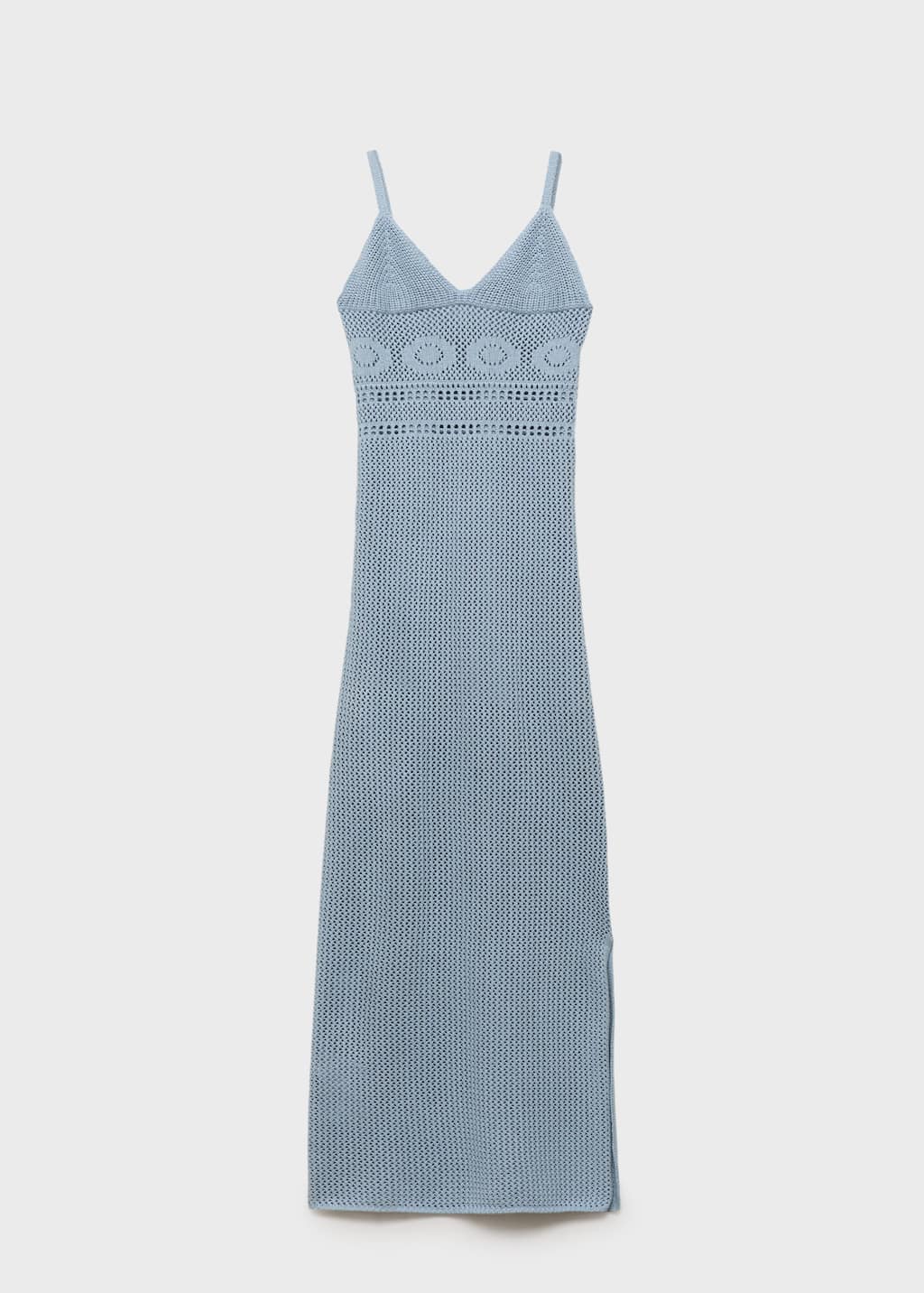 Mango Teen Long Openwork Knitted Dress Sky Blue In Sky Blue