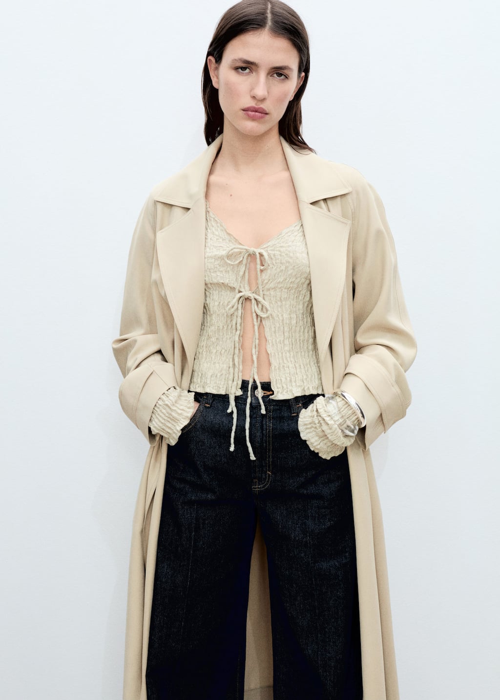 Soft trench coat with belt