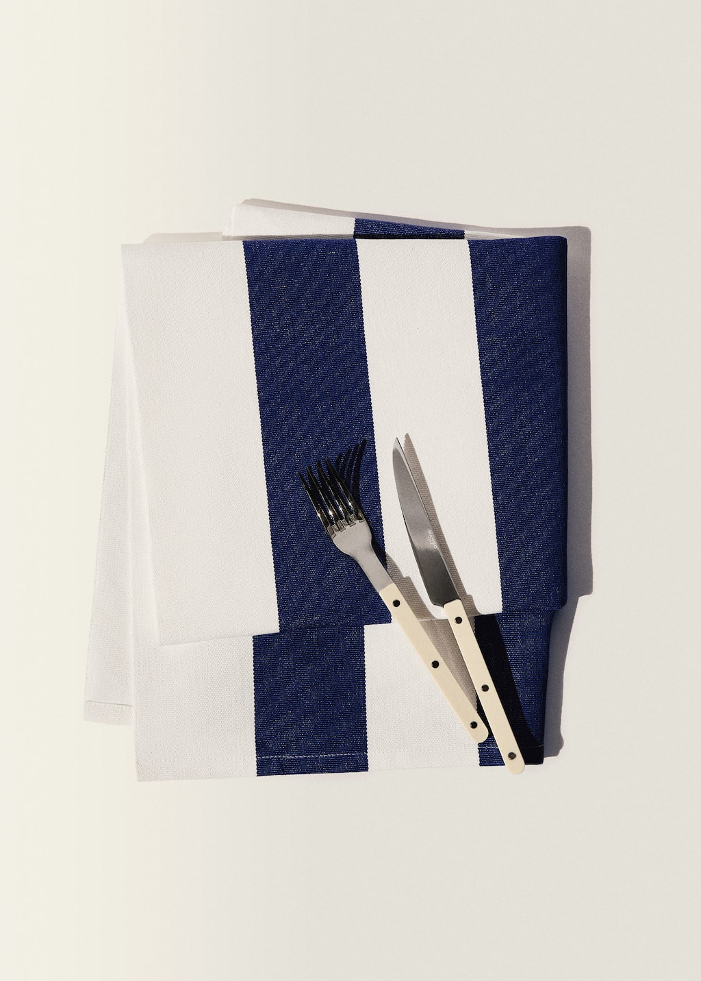 Cotton two-tone striped table runner