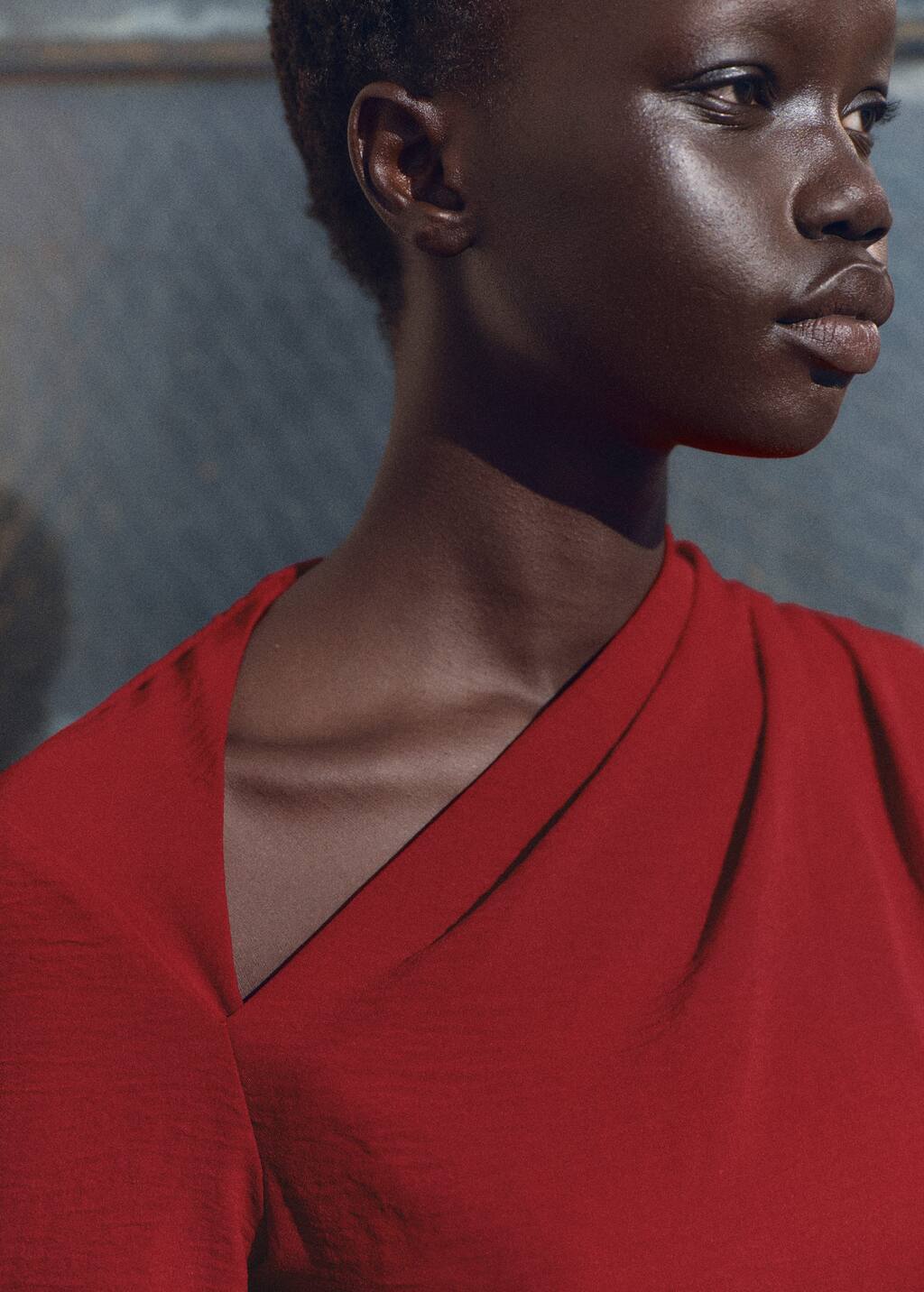 Asymmetric draped gown