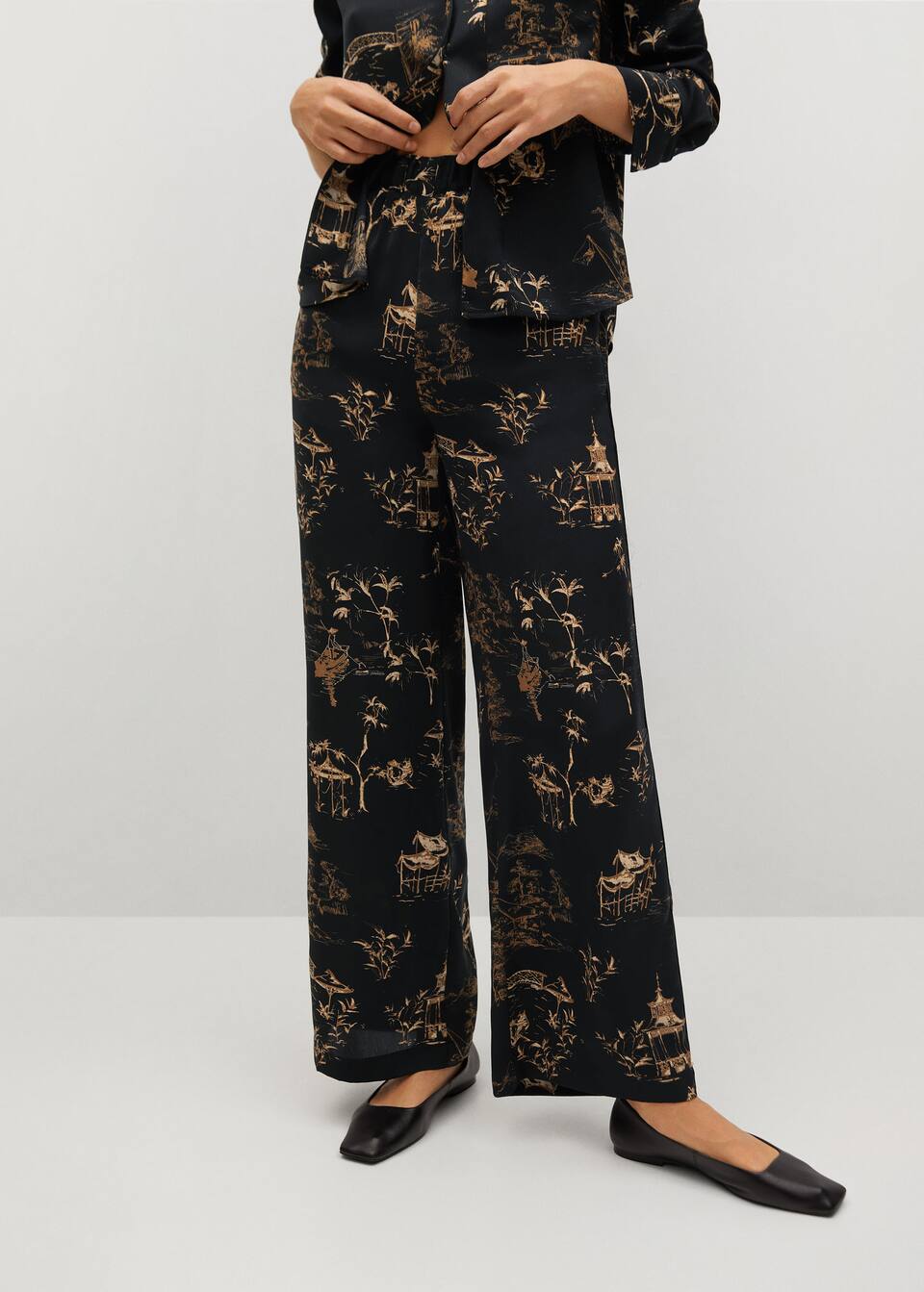 Pantalon Estampado Oriental Mujer Mango Espana Pantalon Estampado Oriental Mujer Mango Espana