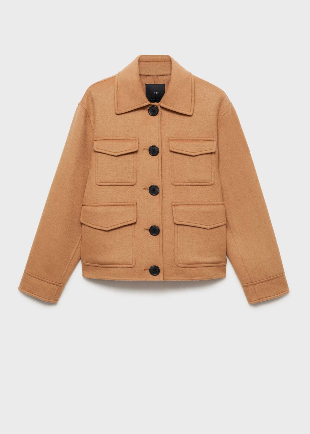 Mango Wool Jacket With Pockets Medium Brown