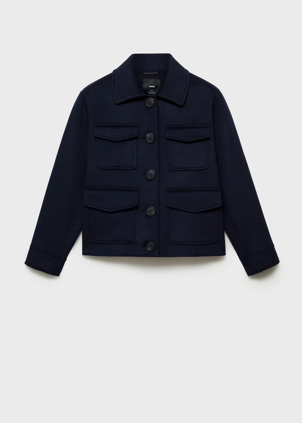 Mango Wool Jacket With Pockets Dark Navy