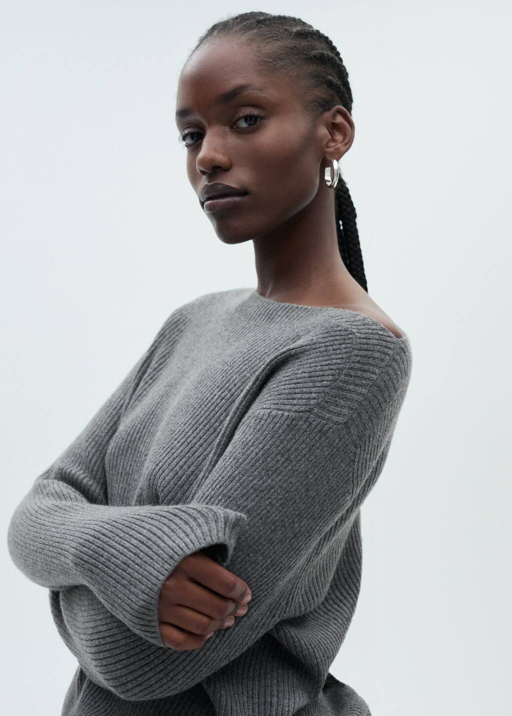 Boat neck ribbed sweater