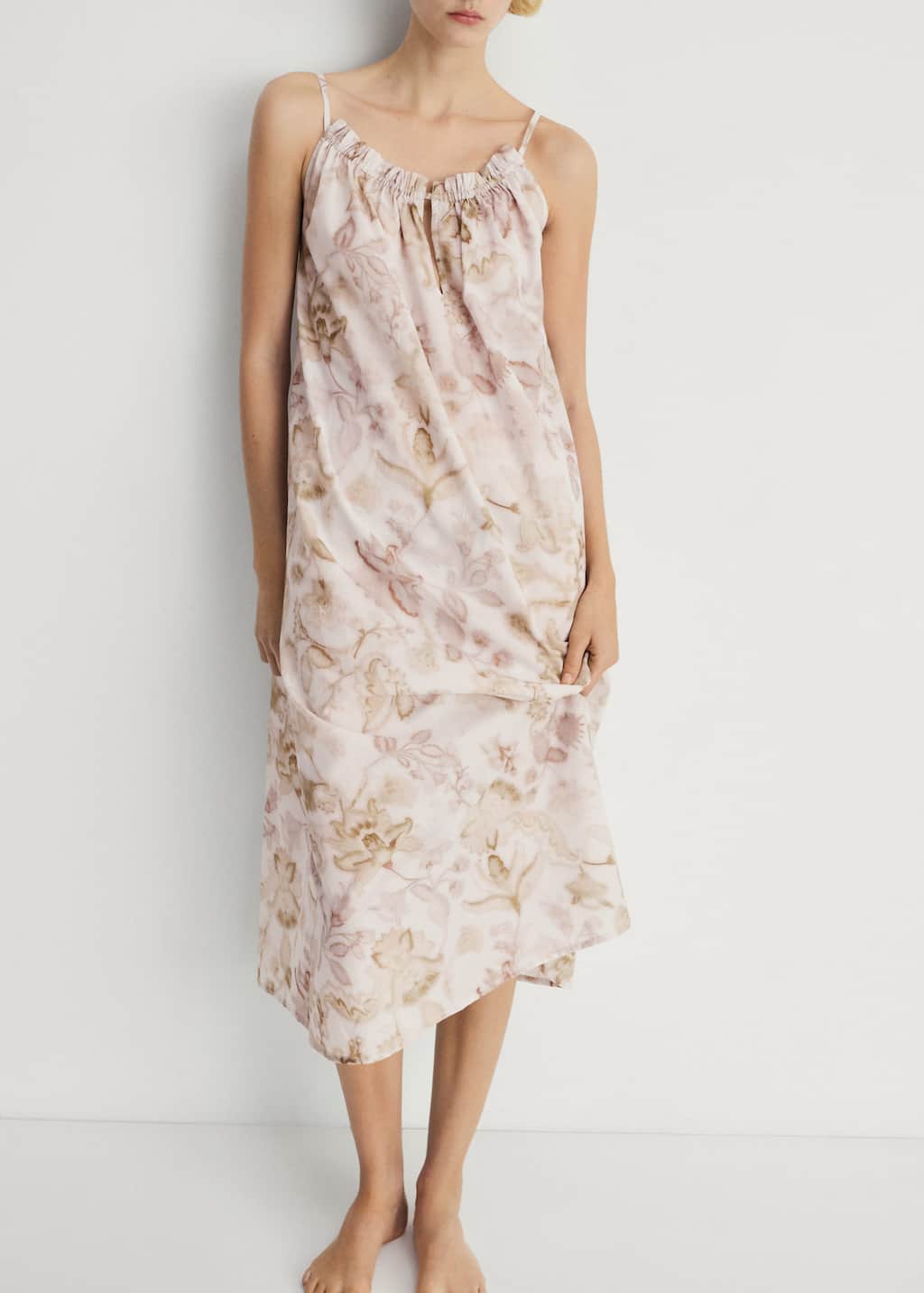 Floral print cotton nightdress
