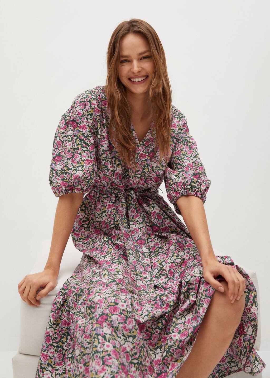 mango pink floral dress