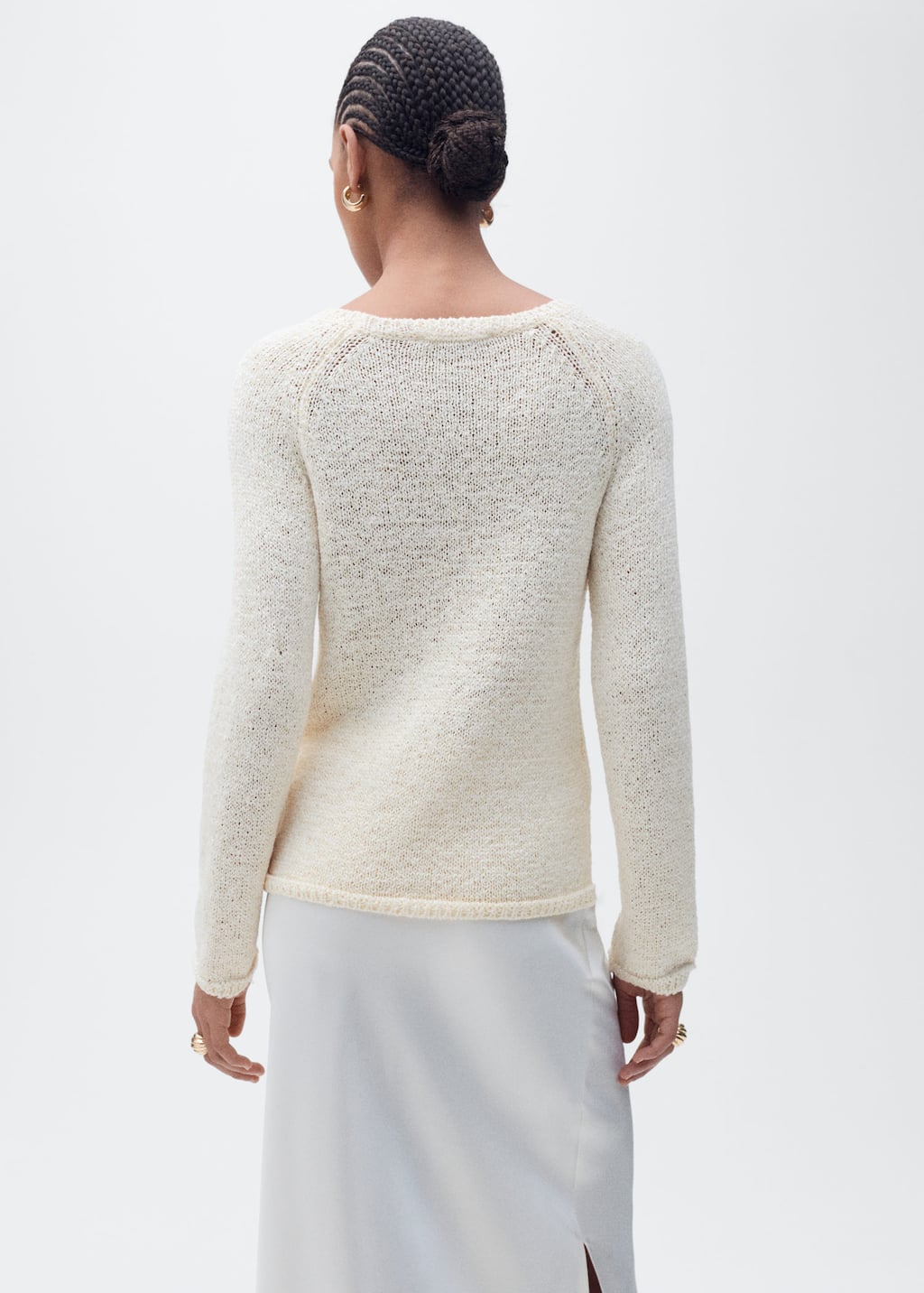 Round-neck crochet sweater