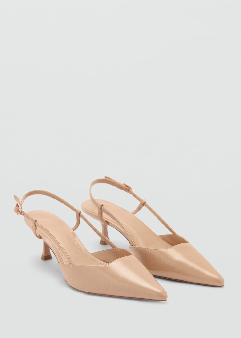 Mango Patent Leather-effect Heeled Shoes Nude In Nude