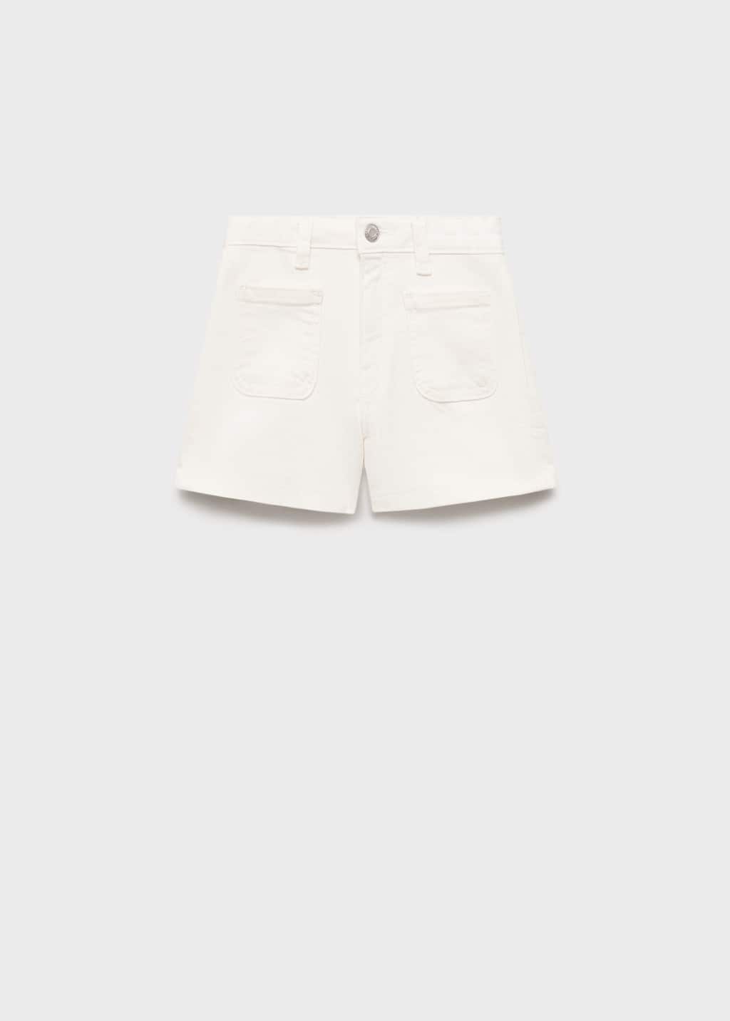 Mango Straight Denim Shorts White In White
