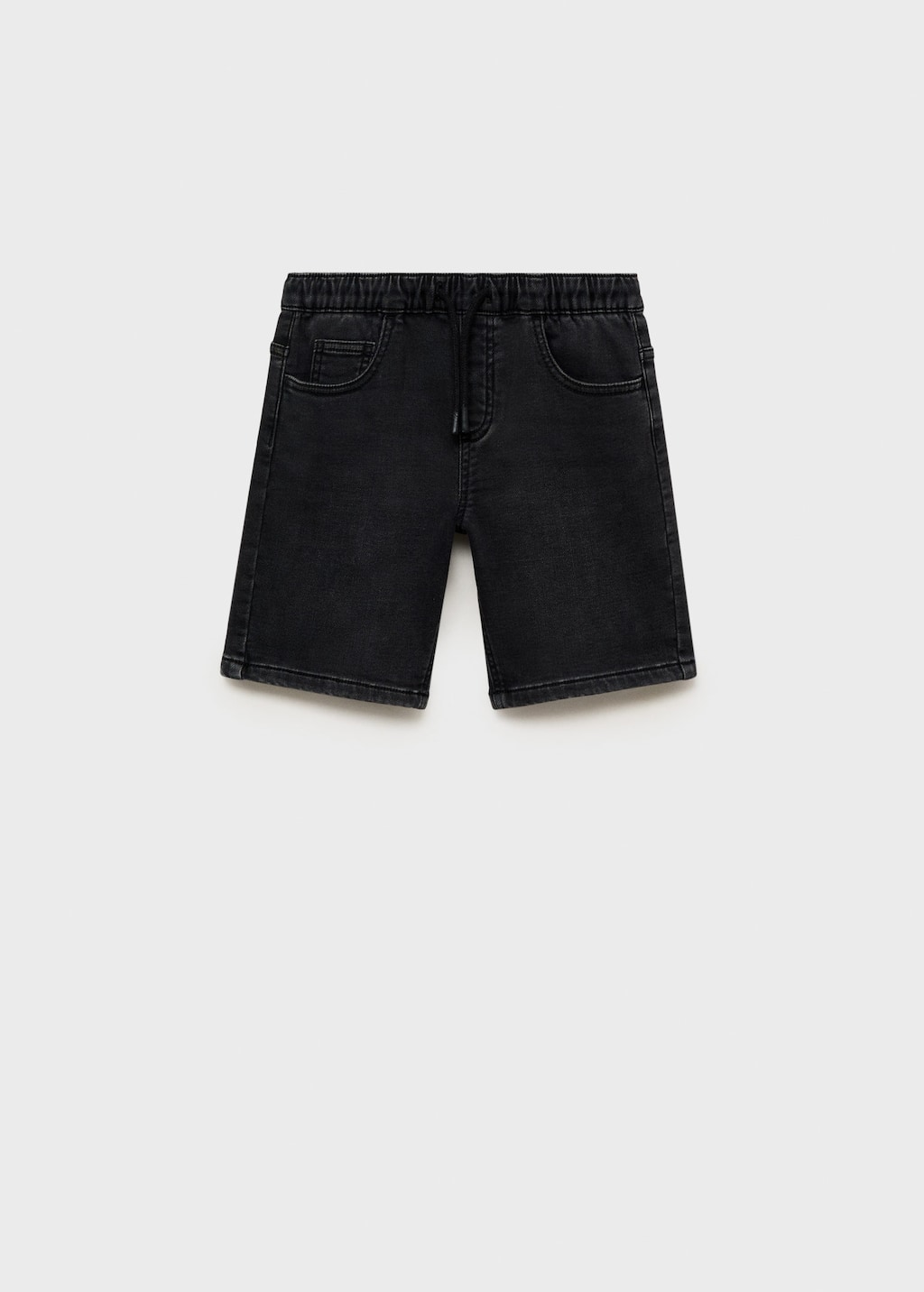 Mango Bermuda Shorts Black Denim In Black Denim