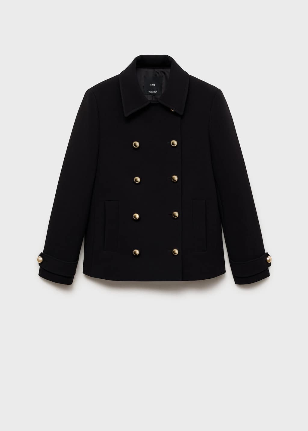 Mango Double-breasted Jacket With Lapels Black In Black