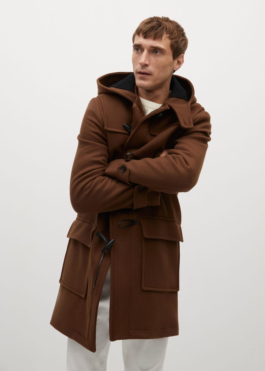 mango hooded wool coat