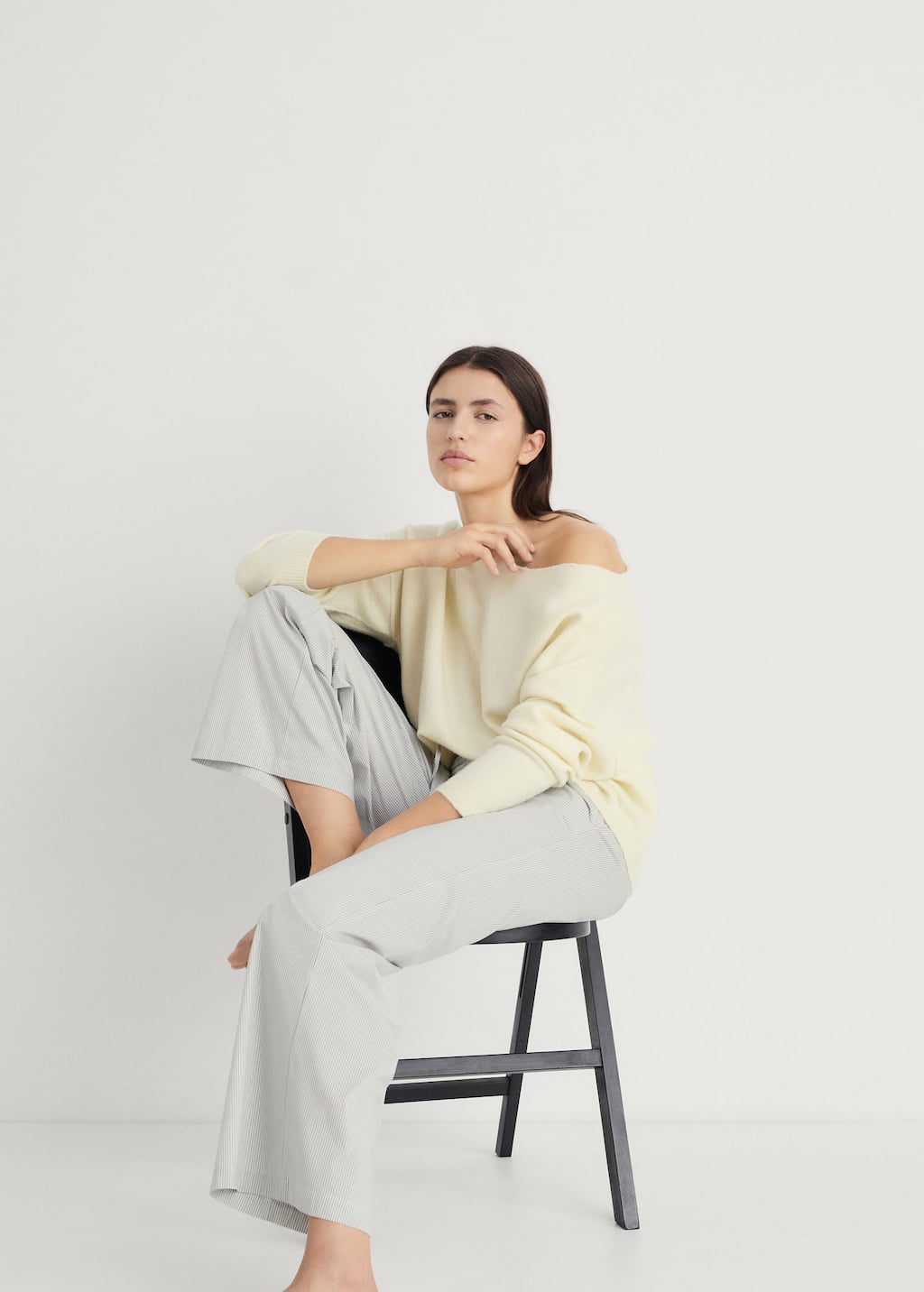 Striped pyjama trousers with elastic detail
