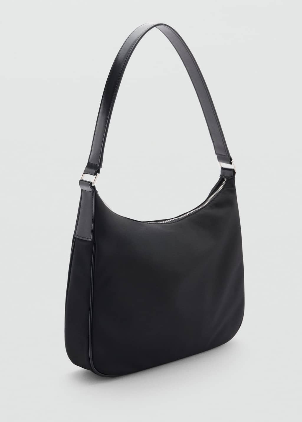 Mango Sac À Épaule De Taille Moyenne En Nylon Noir - Femme - Taille Unique -  In Black