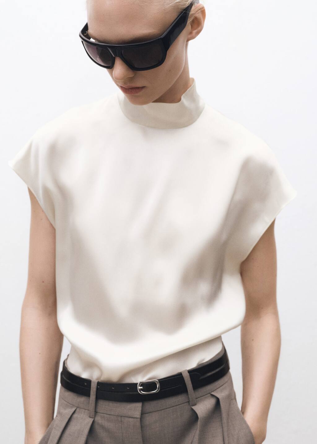 High neck silk Top