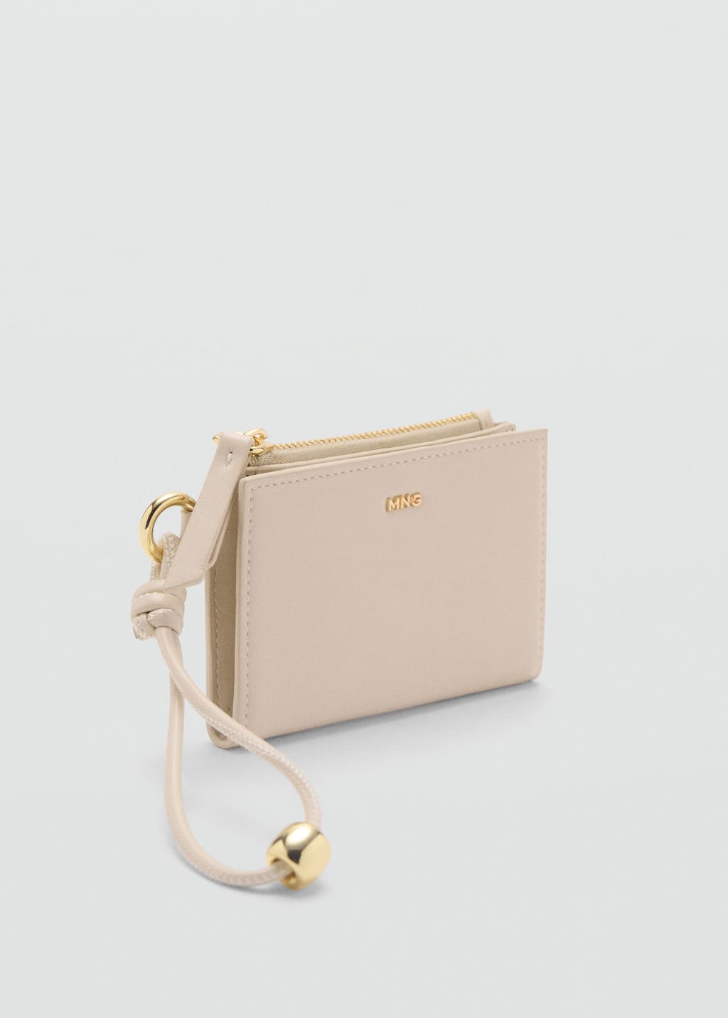 Mango Leather-effect Wallet With Zip Off White In Off White