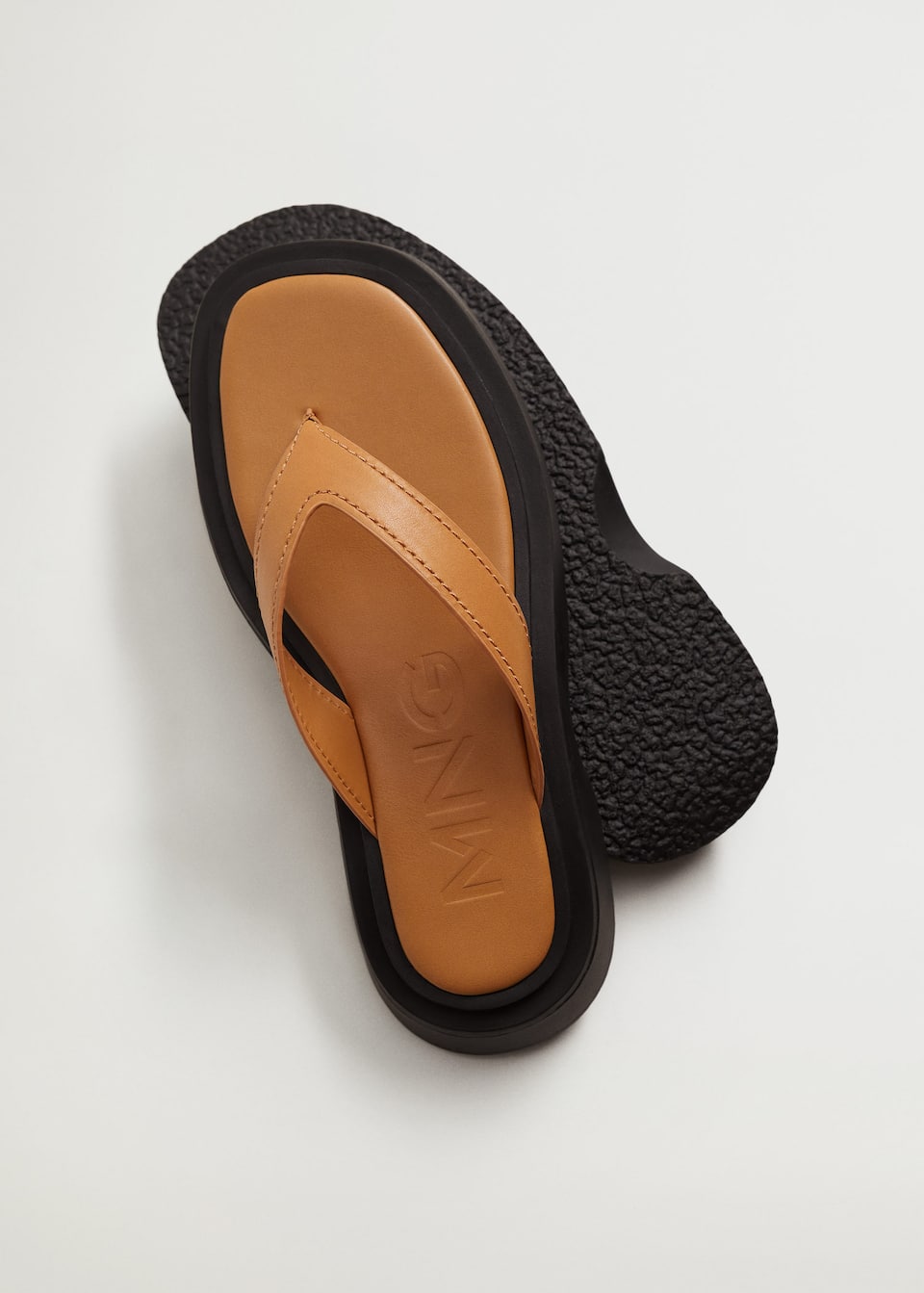 Platform tan leather sandals - Mango