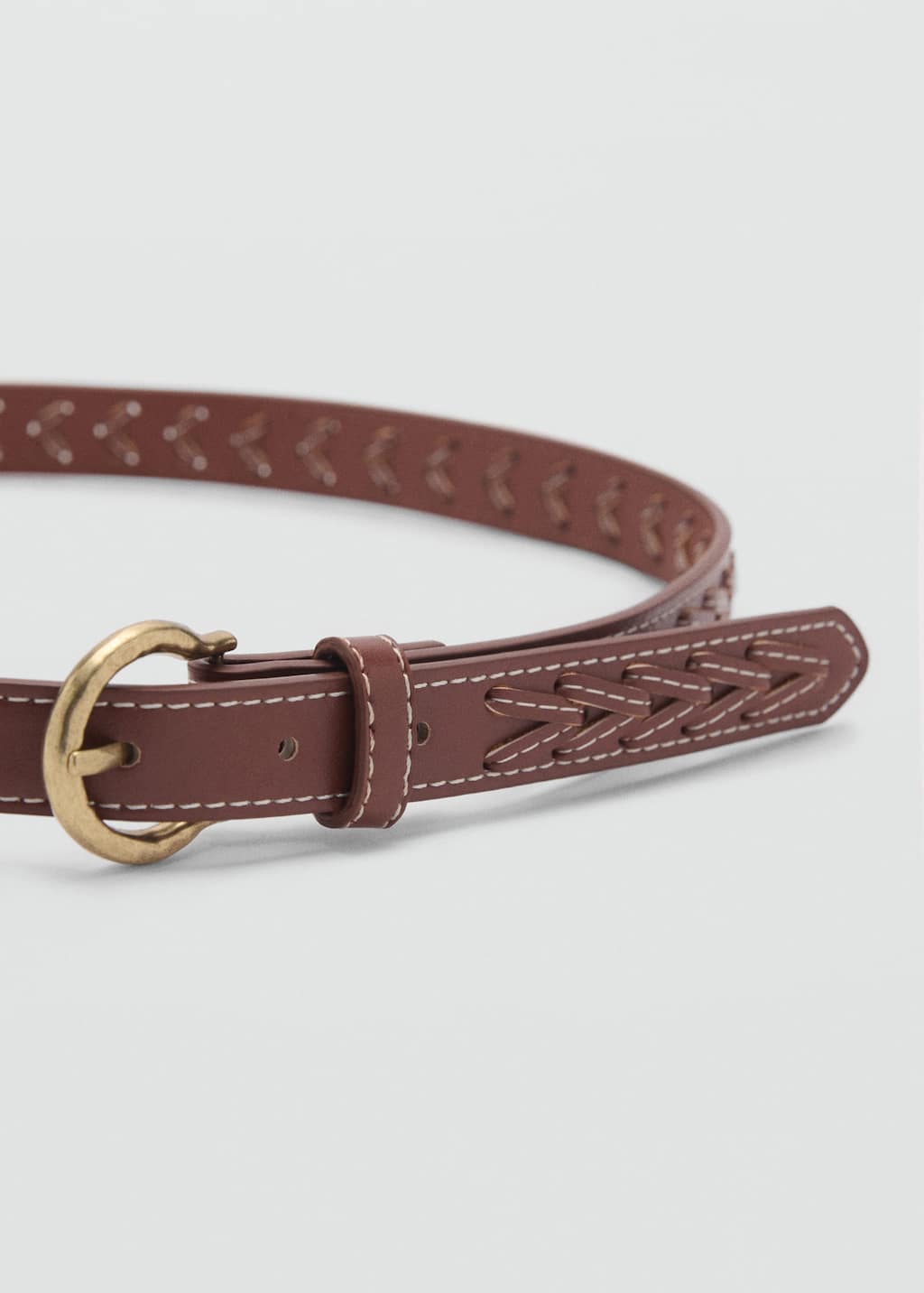Braided belt brown - Woman - L - MANGO