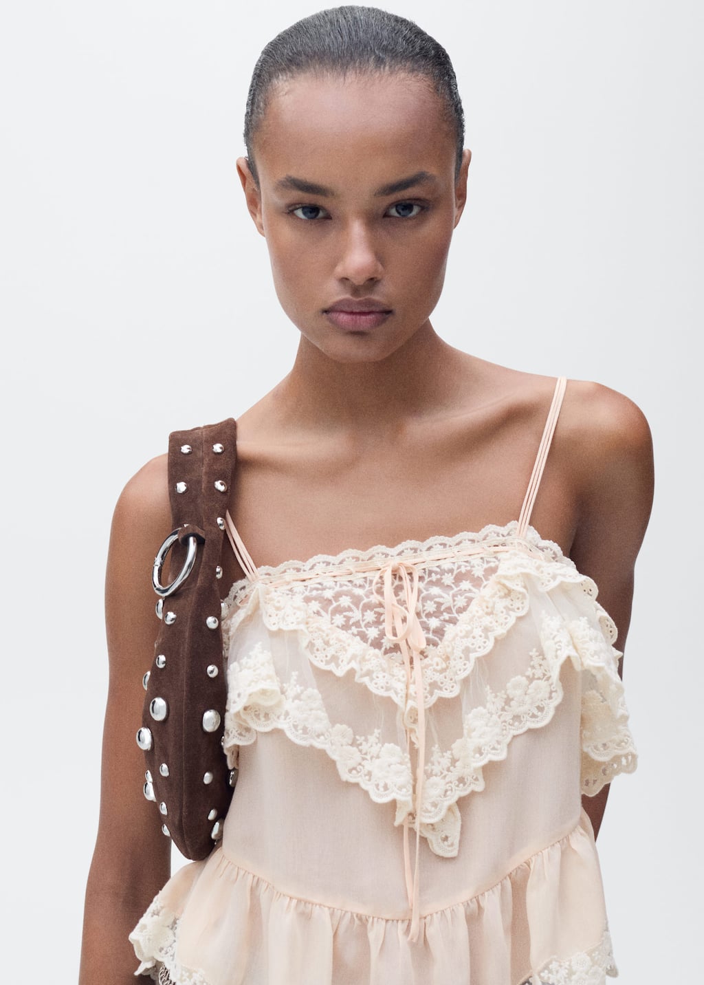 Ruffle top with lace detail