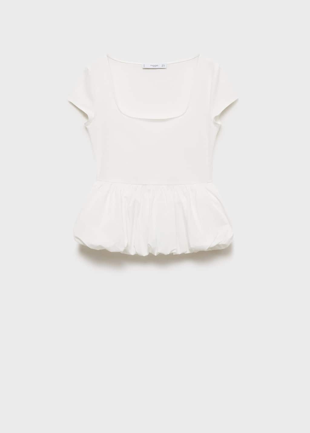 Shop Mango Short-sleeved Ruffled Top White In Blanc