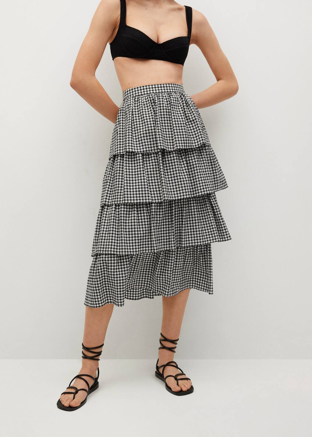 Ruffle gingham check skirt - Women 