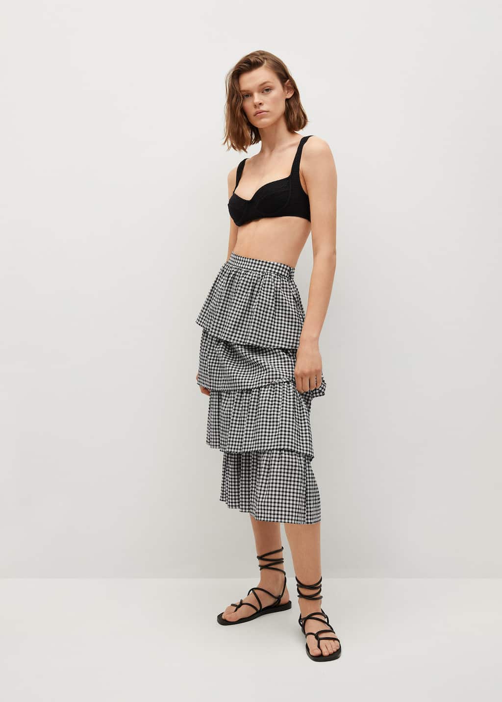 gingham skirt with ruffle