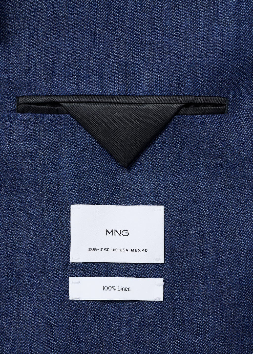 MANGO MAN - Marynarka garniturowa Salerno 100% len slim fit niebieski indygo - 52 - Mężczyzna