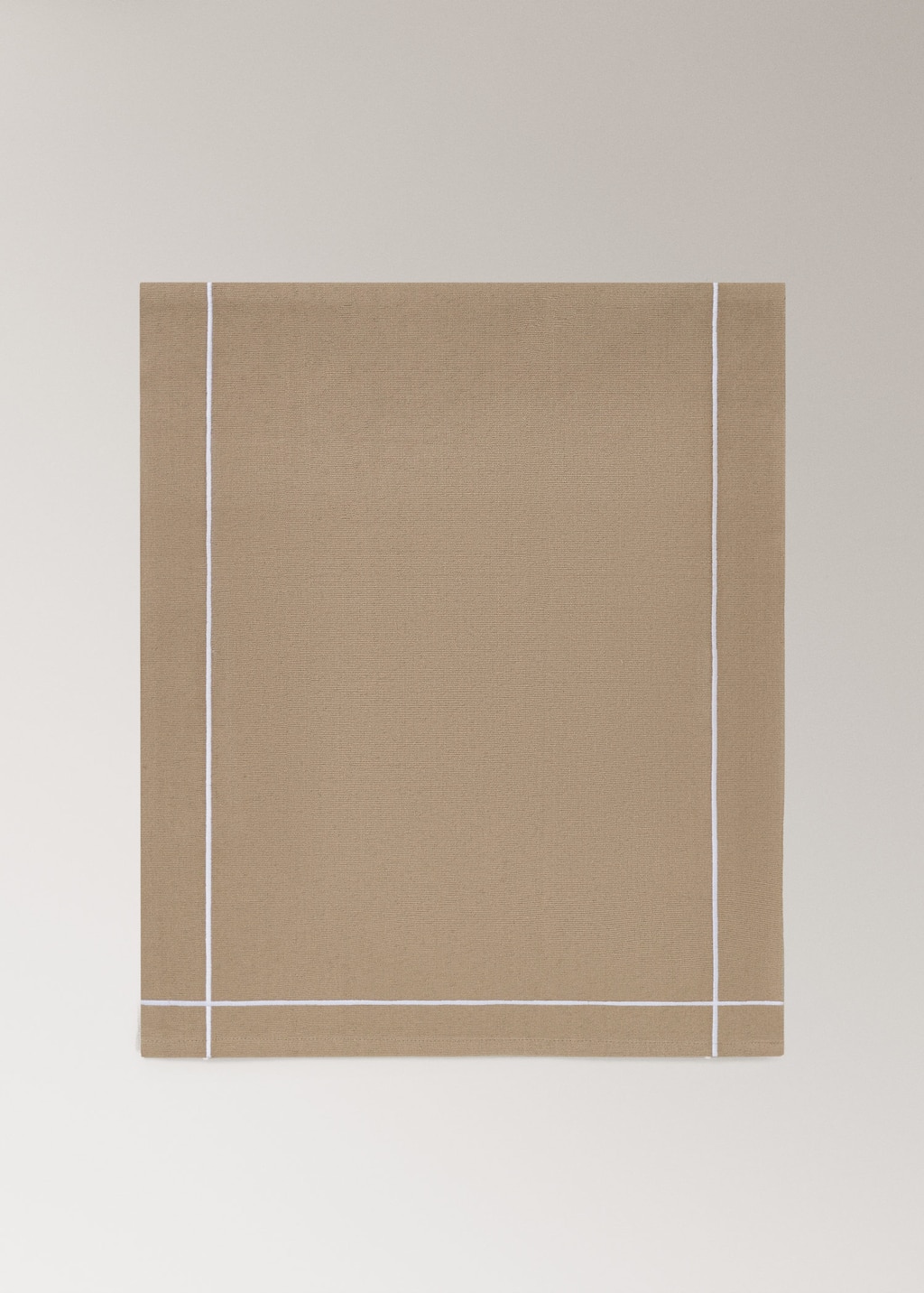 Mango Home Cotton Embroidered Table Runner With Scalloped Detail Sand