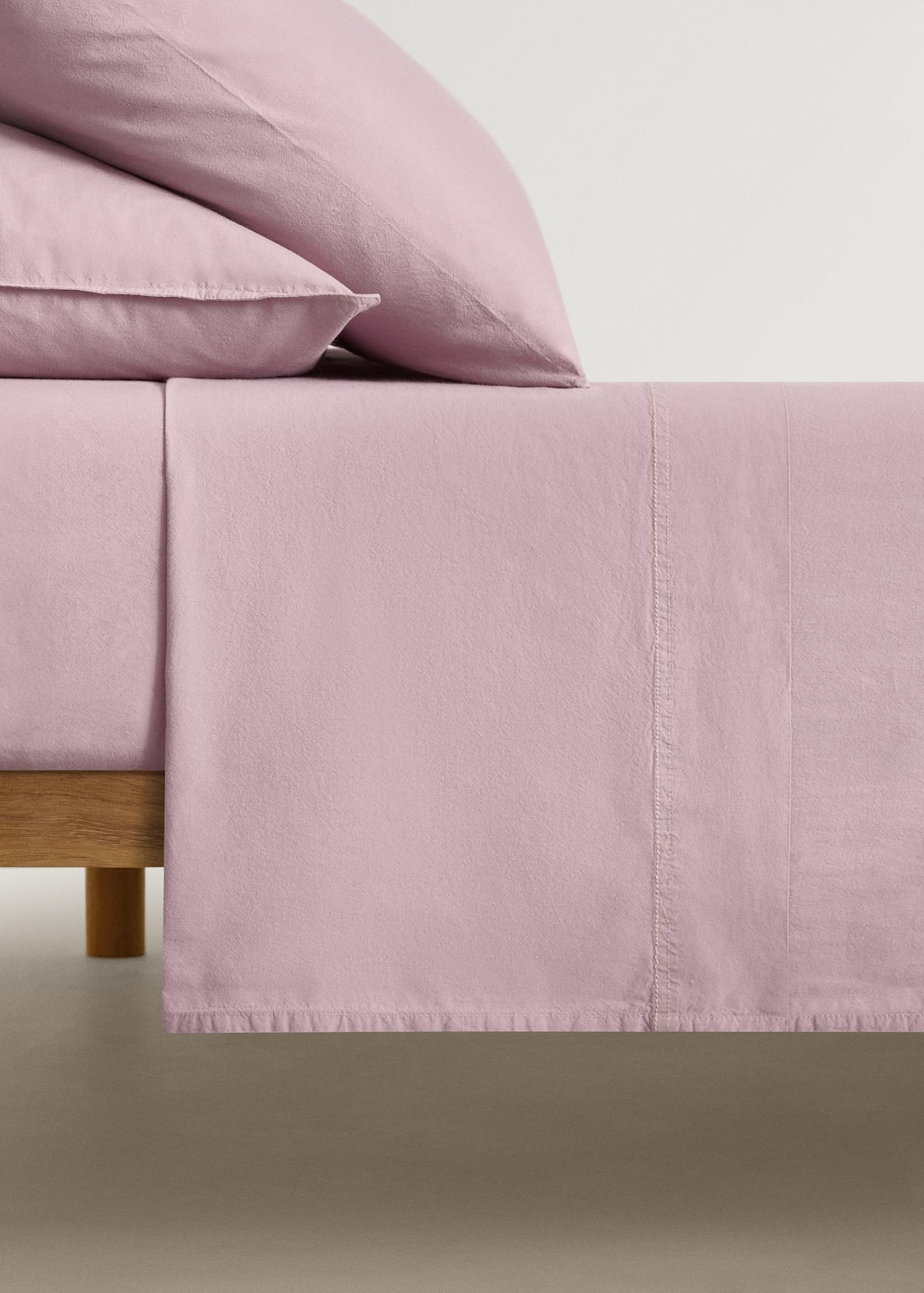 Mango Home Children's Washed Cotton Double-stitched Top Sheet For 90 Cm Bed Lilac