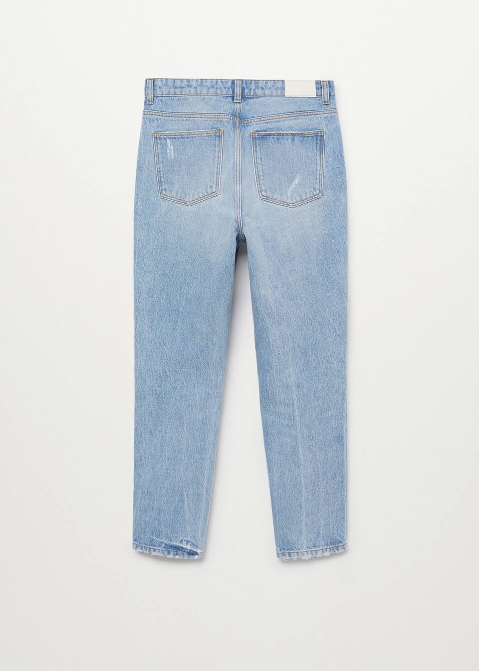 Dekoratif Yirtikli Duz Kesim Jean Pantolon Kadin Mango Turkiye