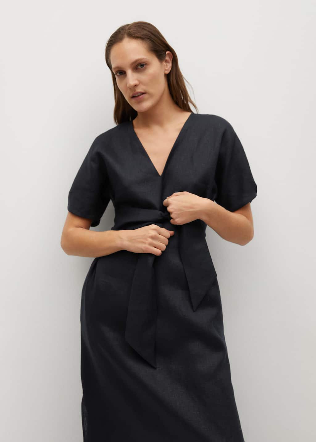 mango linen midi dress