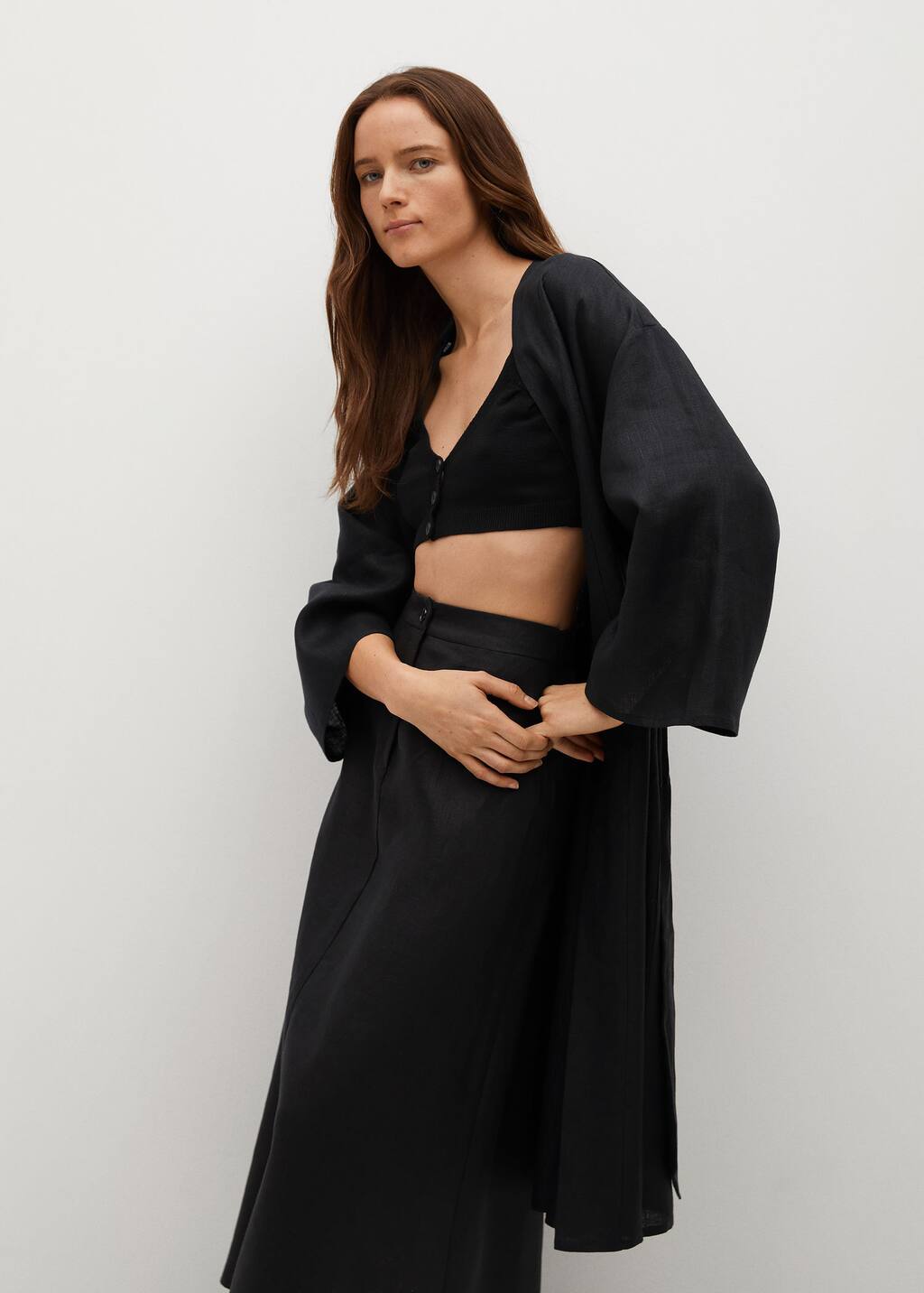 black linen kaftan