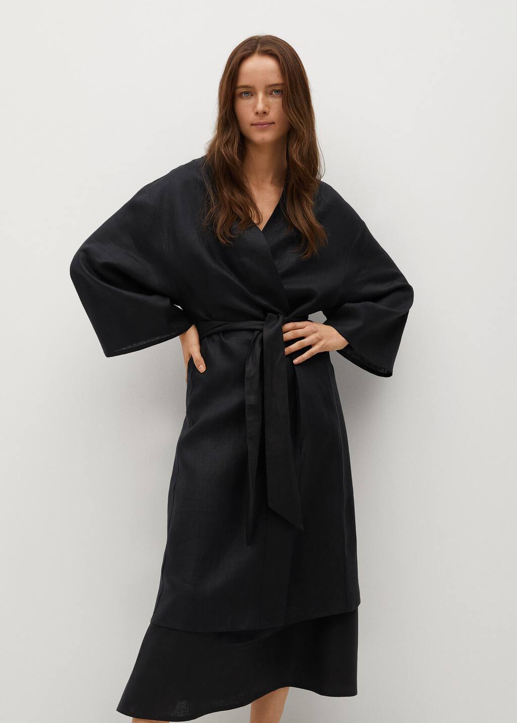 black linen kaftan