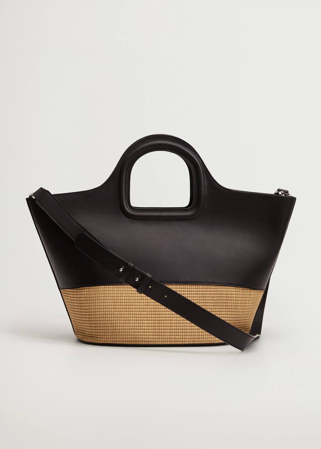 raffia and leather bag