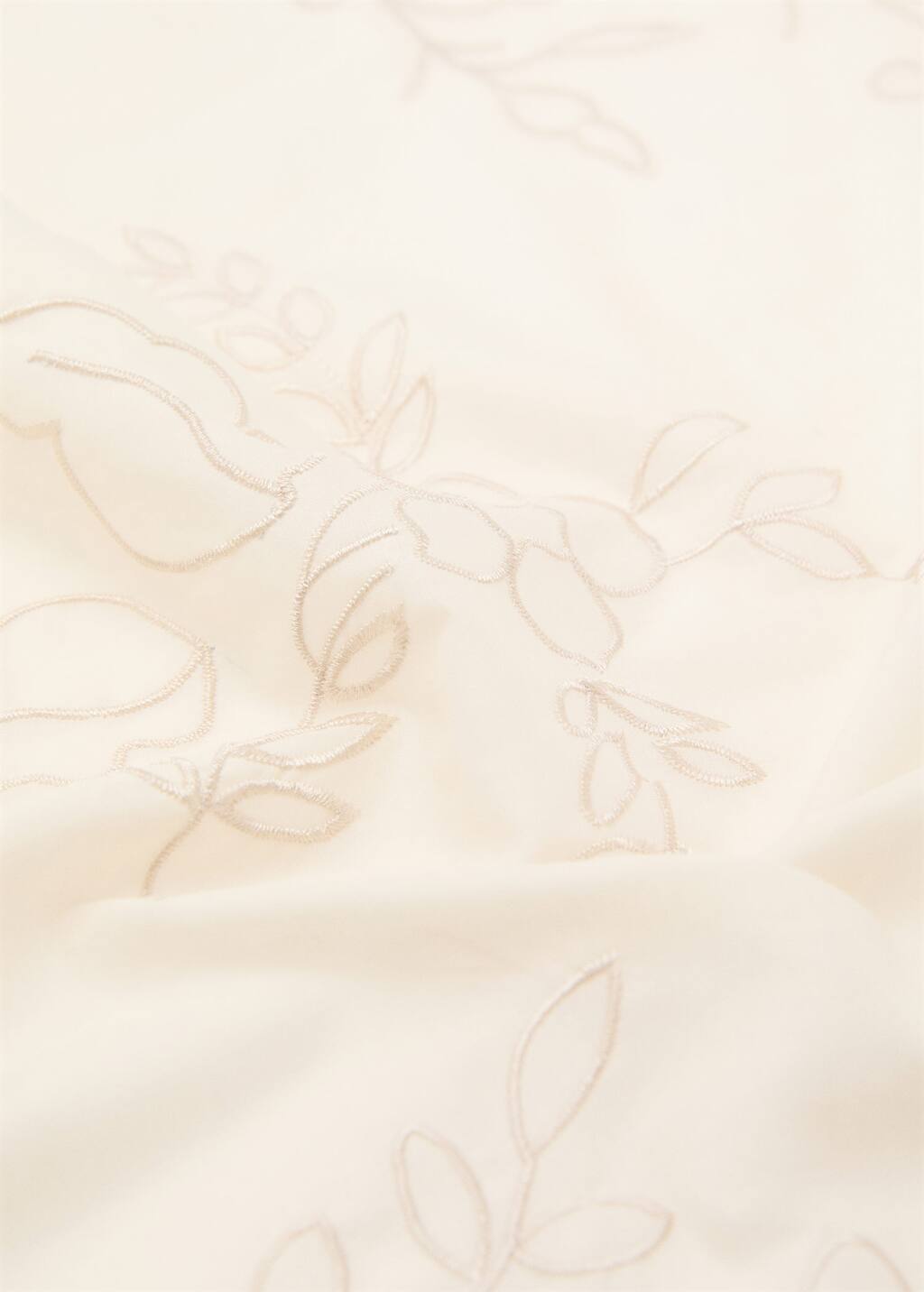 MANGO FLORAL-EMBROIDERED COTTON HANDKERCHIEF ECRU