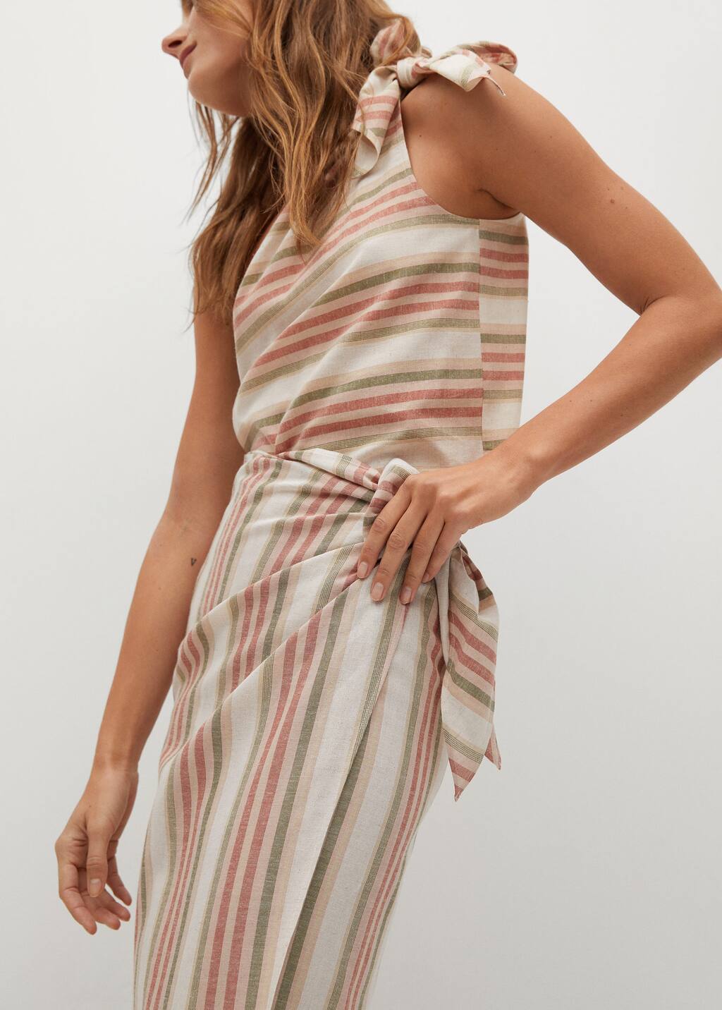 Mango Striped wrap skirt 87092513 05