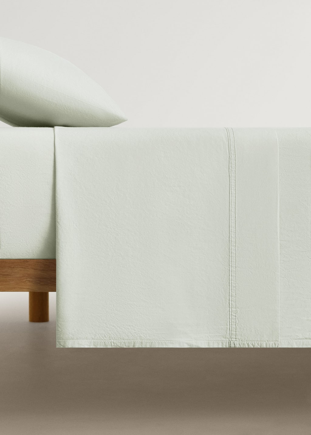 Mango Home Washed Cotton Double-stitched Top Sheet For Cot Forest Green
