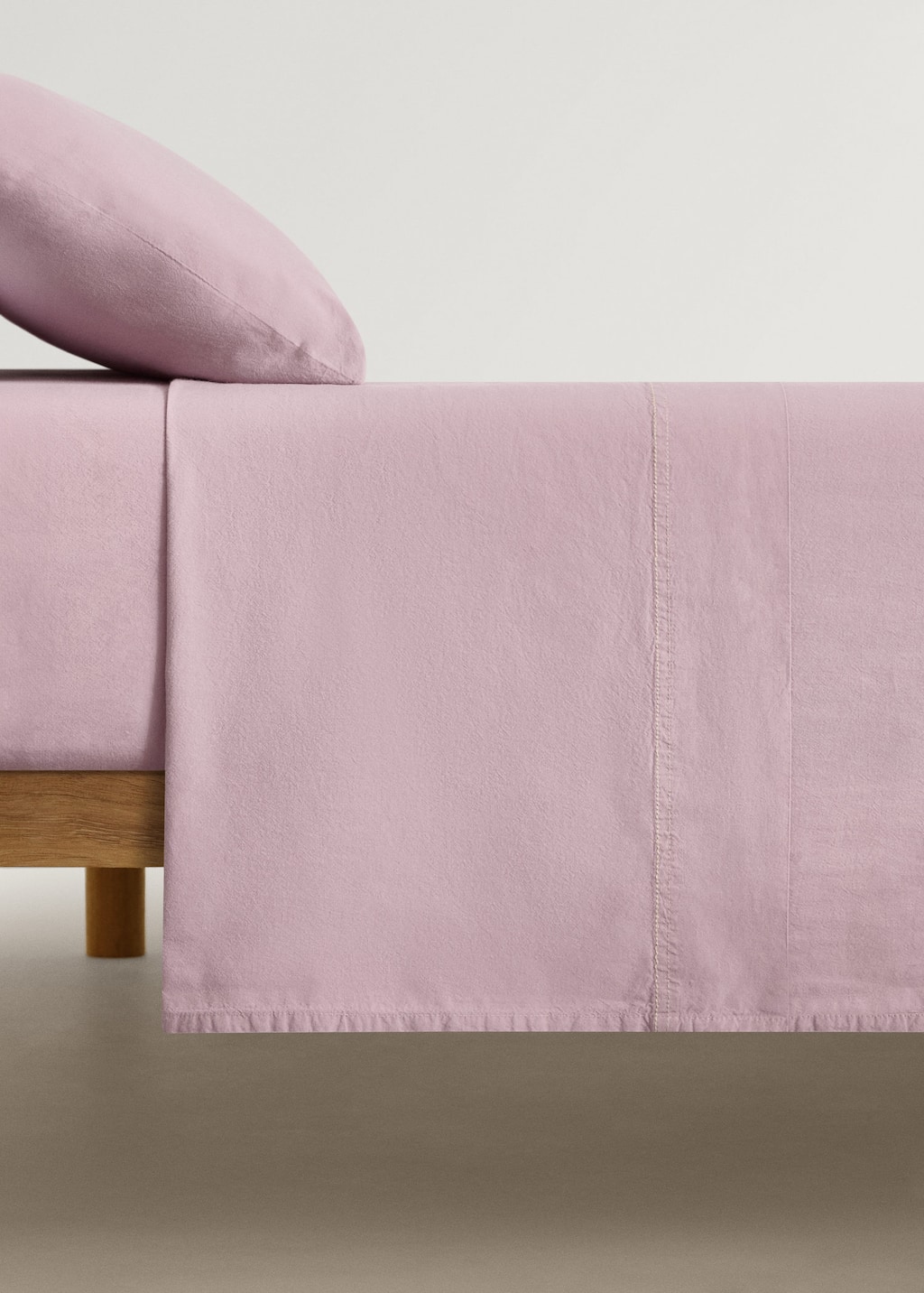 Mango Home Washed Cotton Double-stitched Top Sheet For Cot Lilac