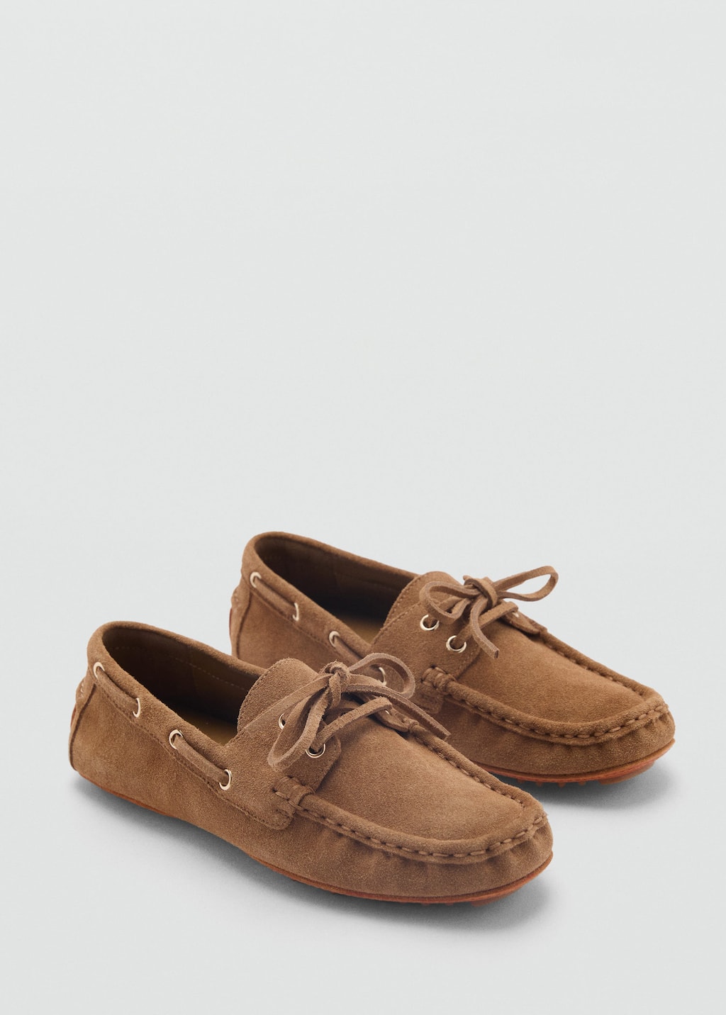 Mango Suede Boat Shoe With Laces Medium Brown In Medium Brown