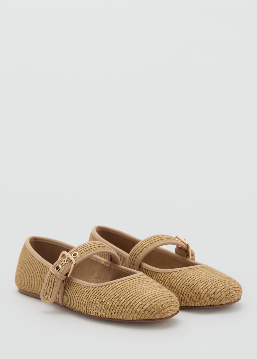 Mango Cotton Shoes With Buckle Strap Medium Brown In Medium Brown