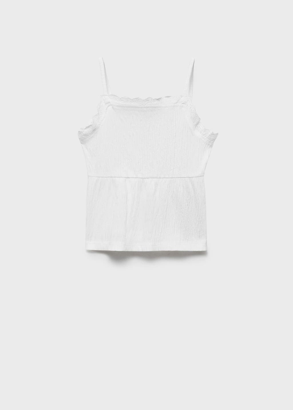 Mango Top With Swiss Embroidery Detail Off White In Blanc Cassé