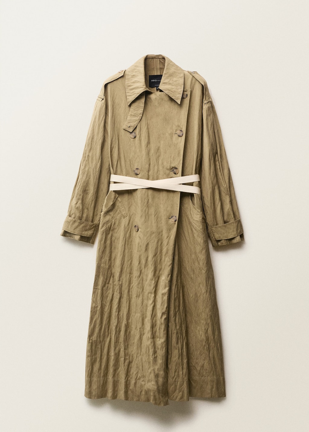 Oversized wrinkled-effect trench coat