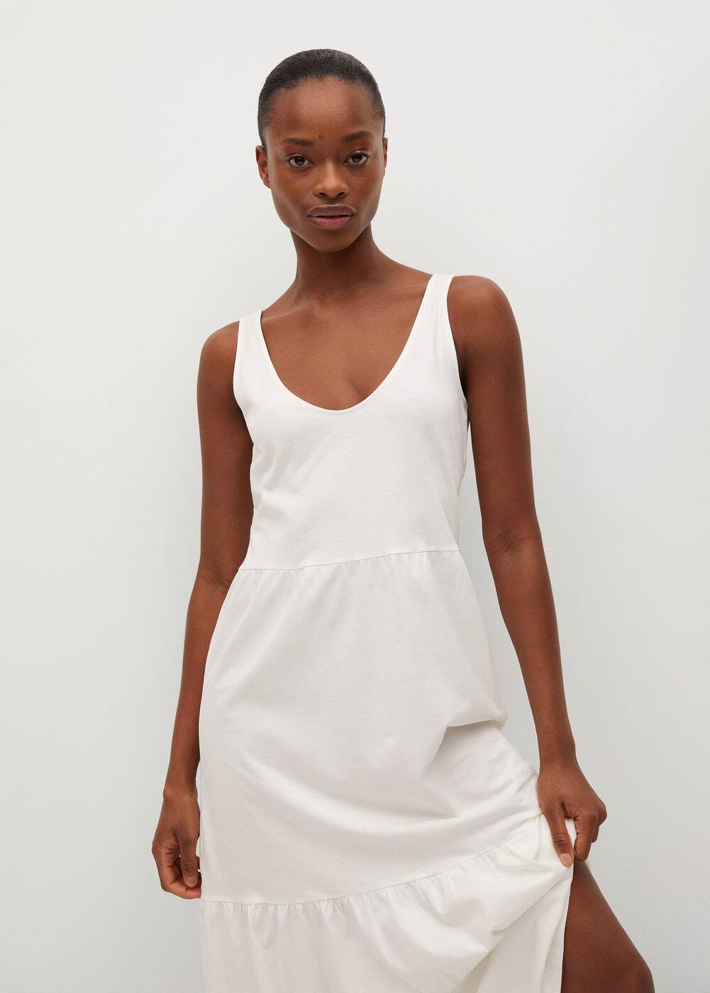 mango organic cotton ruffled dress