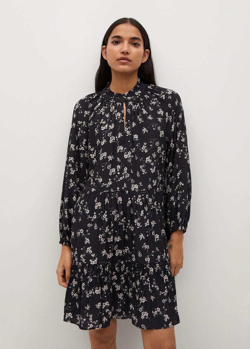 m-grass:vestido estampado volante