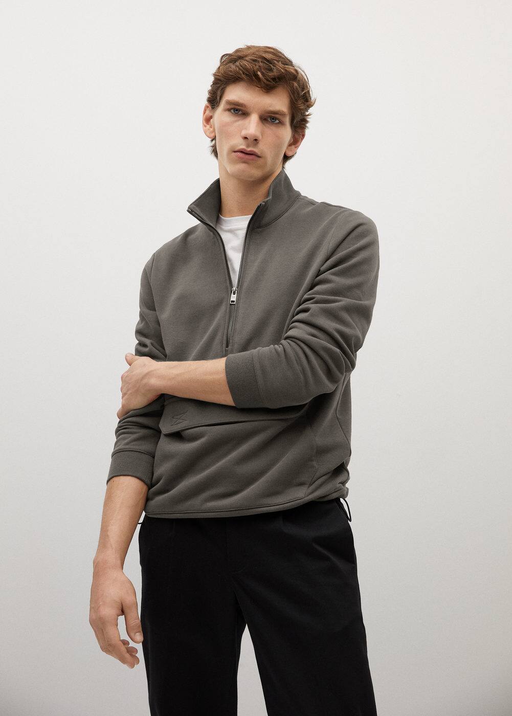 Sudadera Cuello Perkins Cremallera Hombre Mango Man M xico