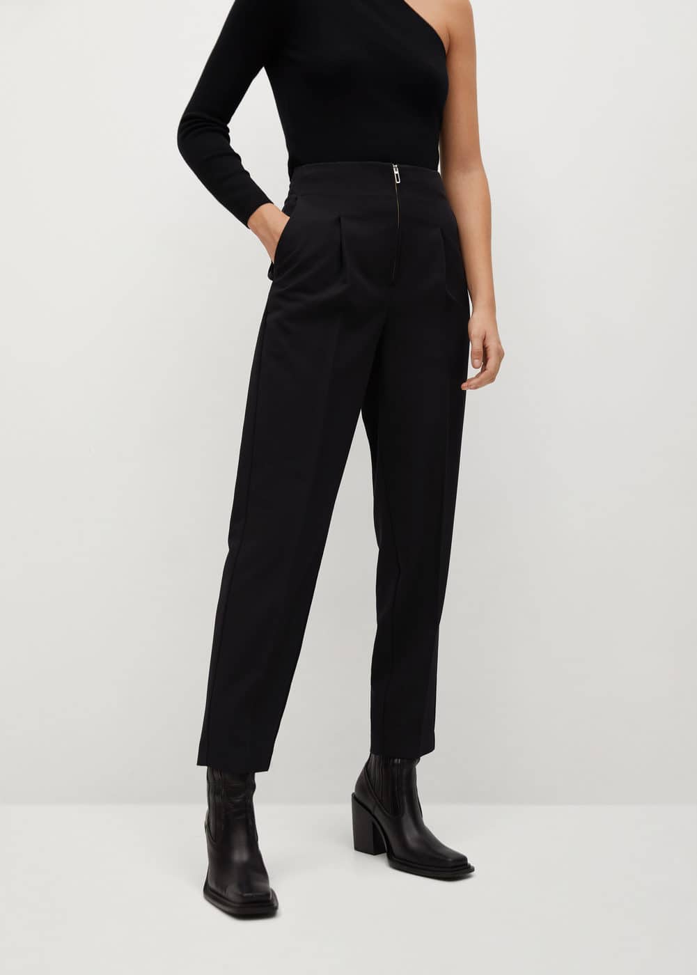 Mango black trouser with zip