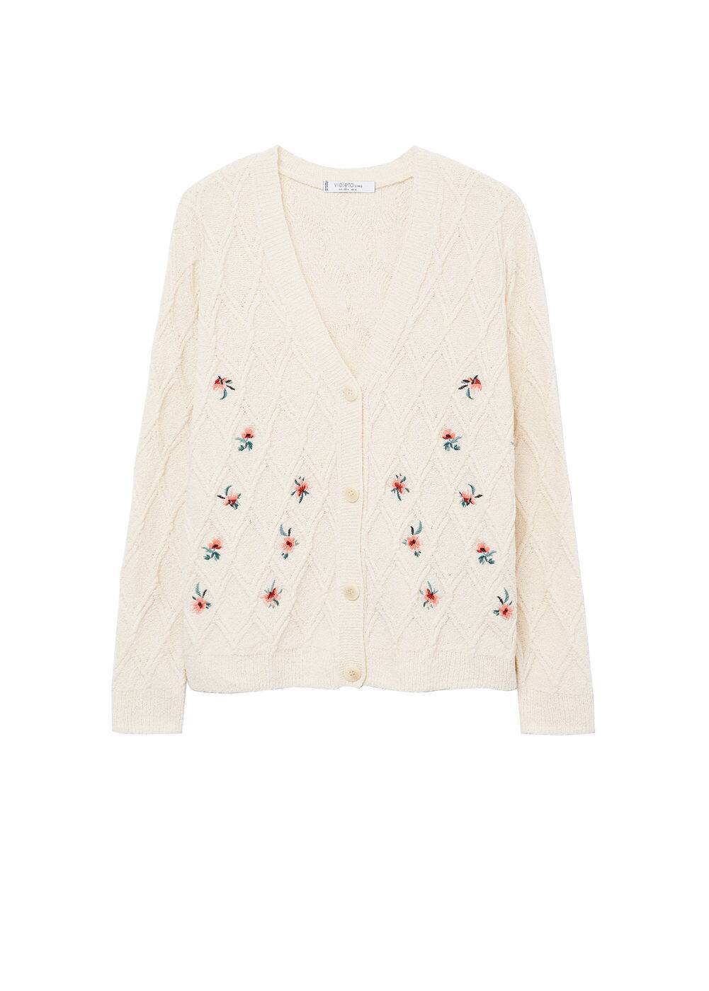 Embroidered knit cardigan - Woman 