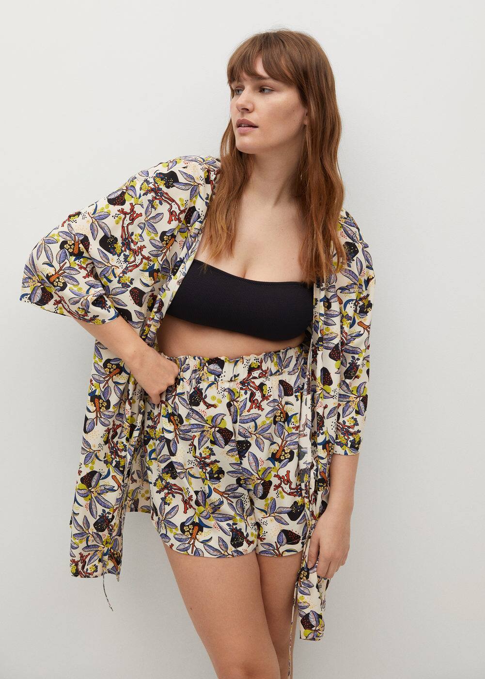 Printed kimono jacket Plus sizes MANGO OUTLET United Kingdom