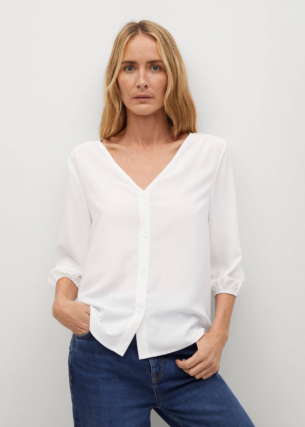 m-daisy-l:blusa fluida botones