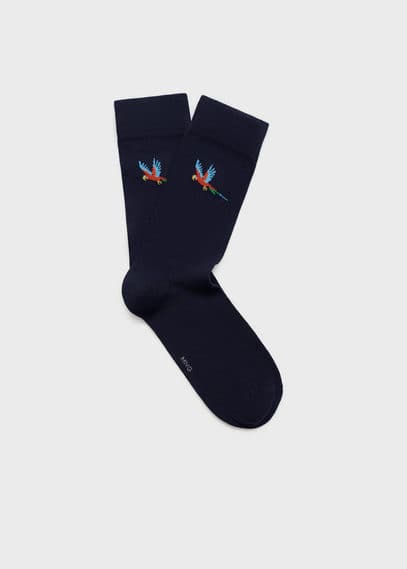 Mango Man Printed Cotton Socks Dark Navy In Dark Navy